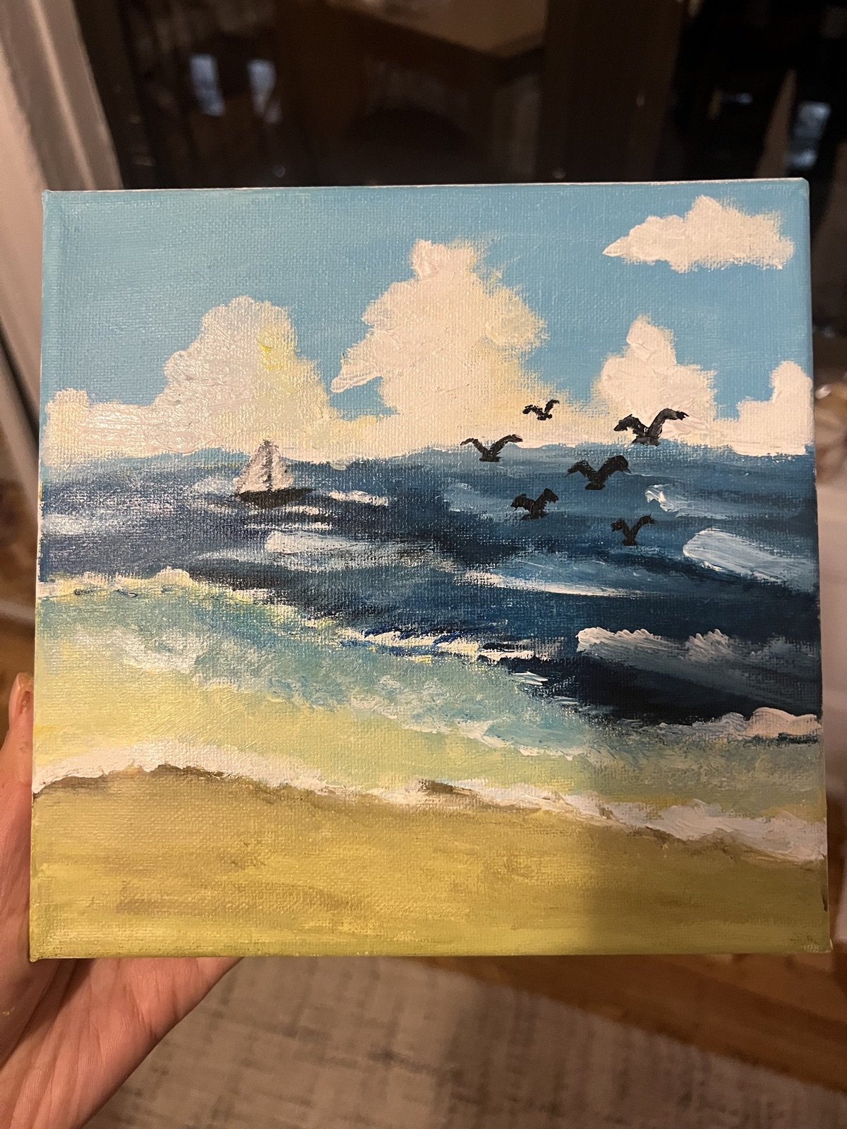 Painting: Gulls over the shore